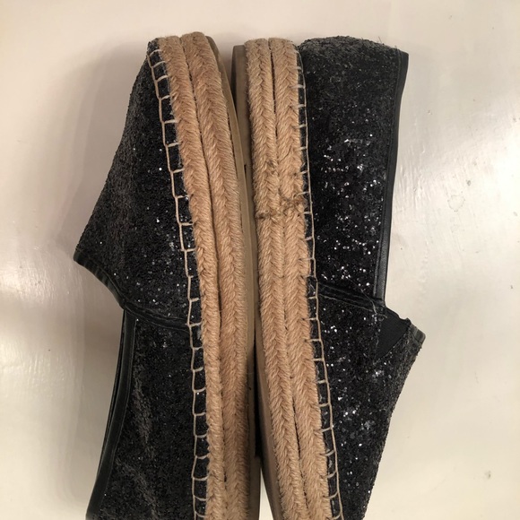 Steve Madden Black Glitter Slip On Wedge Mule - Picture 2 of 6